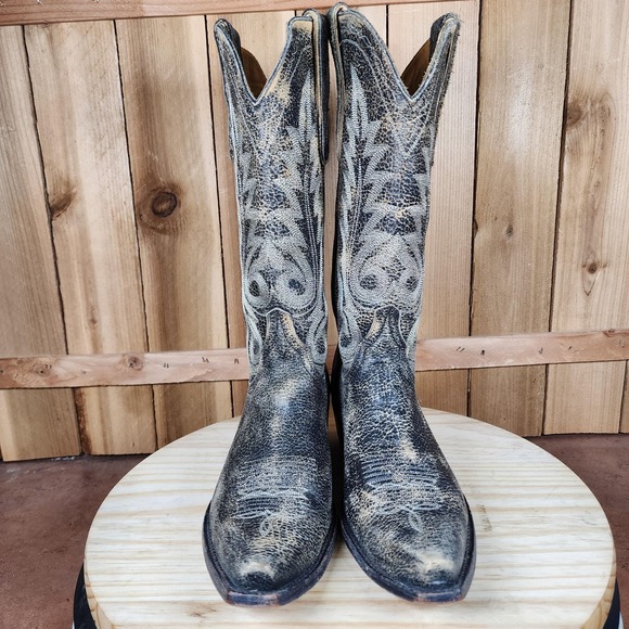 Old Gringo Boots Womens 8 Black Razz Distressed Leather Western Cowboy Ranch - Picture 2 of 8